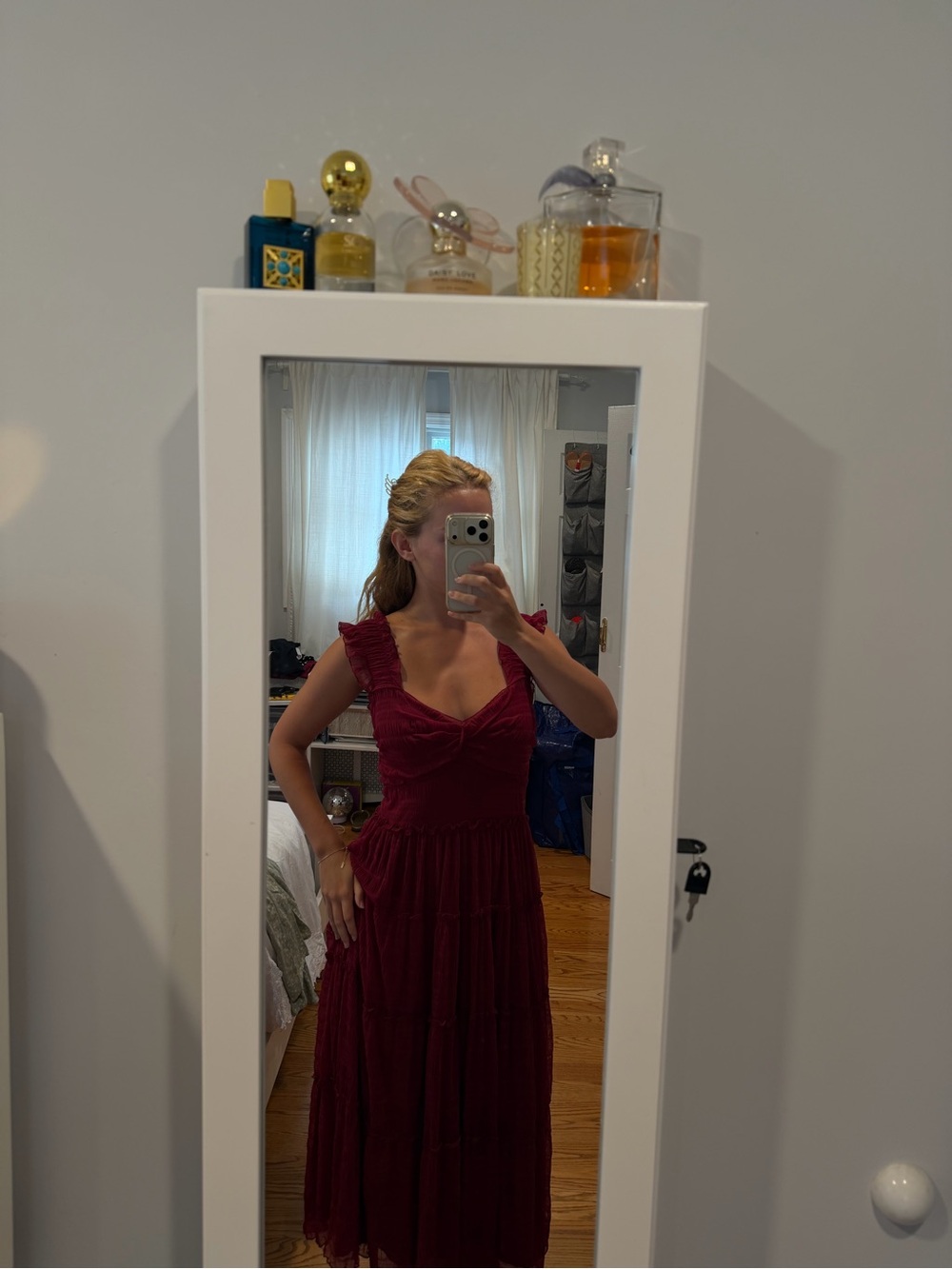 Max Studio chiffon Maxi Dress in Deep Wine